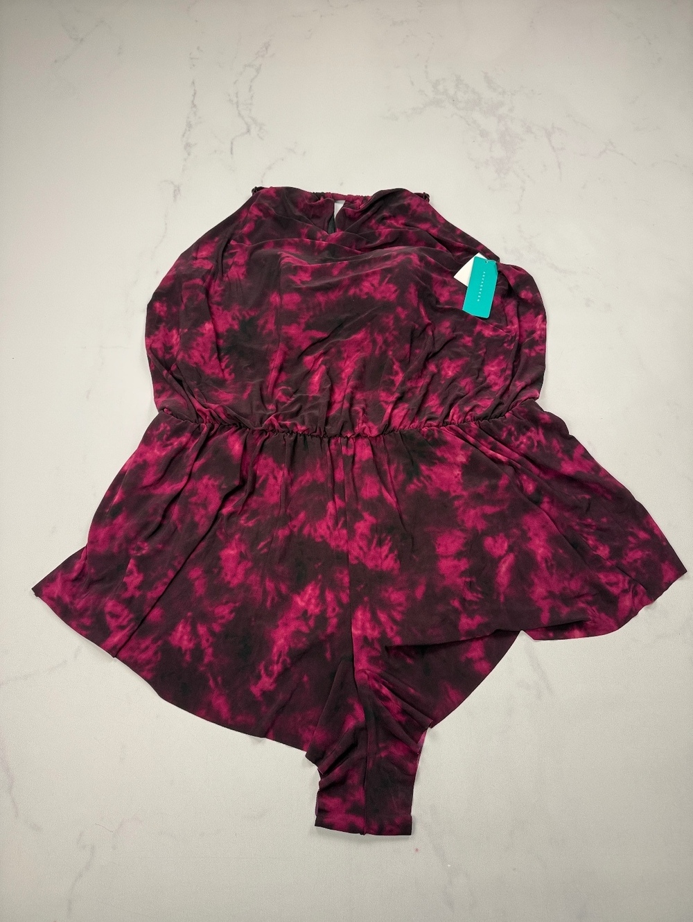 Aquagreen Printed Romper Burgundy Modern Statement Piece - Womens 24W